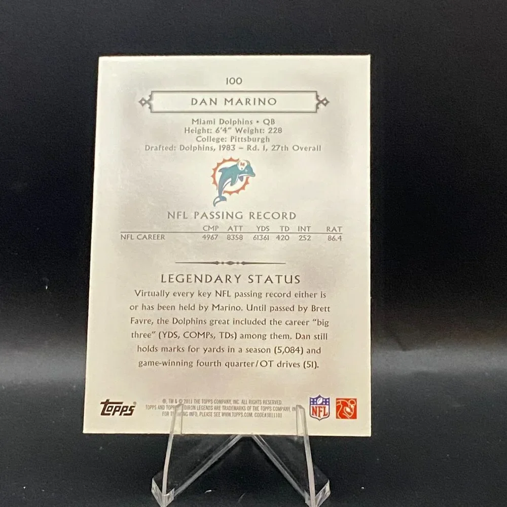 2011 Topps Gridiron Legends - Dan Marino #100 Blue Parallel